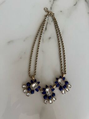 Banana Republic Statement Necklace with Blue and Clear Crystal Accents